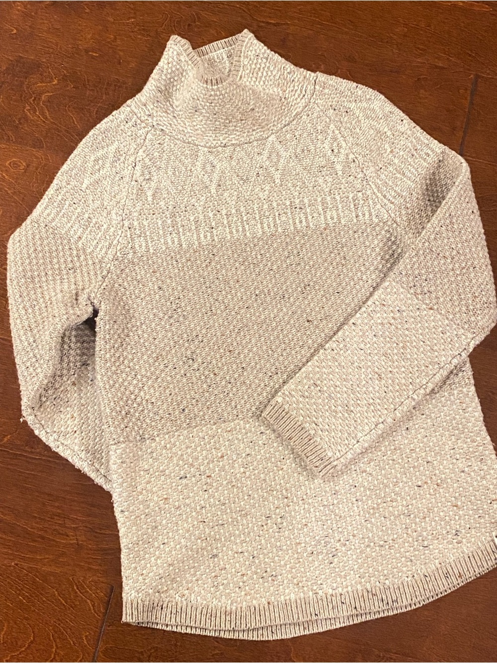 Woolrich Sienna Cove Mock Neck Turtleneck Sweater Knit Tweed Beige Women's Small